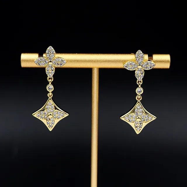 Louis Vuitton Pavé-Crystal Floral-Star Double-Drop Earrings 8