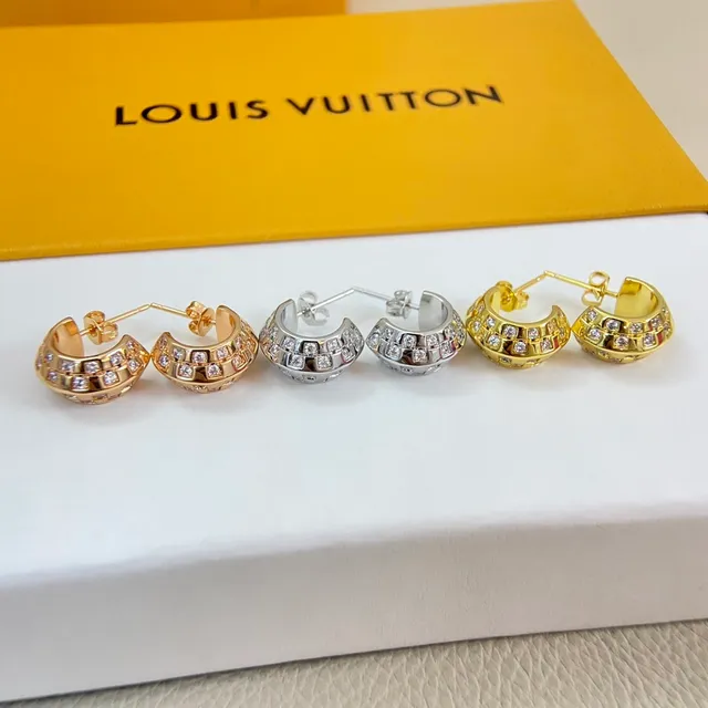 Louis Vuitton Pavé Grid Hinged Hoop Earrings 2