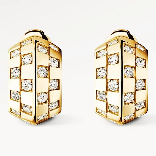 Louis Vuitton Pavé Grid Hinged Hoop Earrings 5