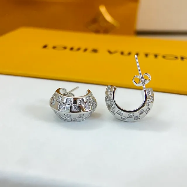 Louis Vuitton Pavé Grid Hinged Hoop Earrings 6