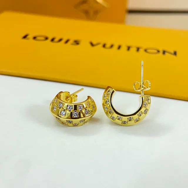 Louis Vuitton Pavé Grid Hinged Hoop Earrings 7