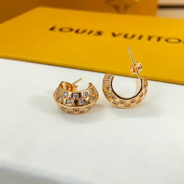 Louis Vuitton Pavé Grid Hinged Hoop Earrings 8