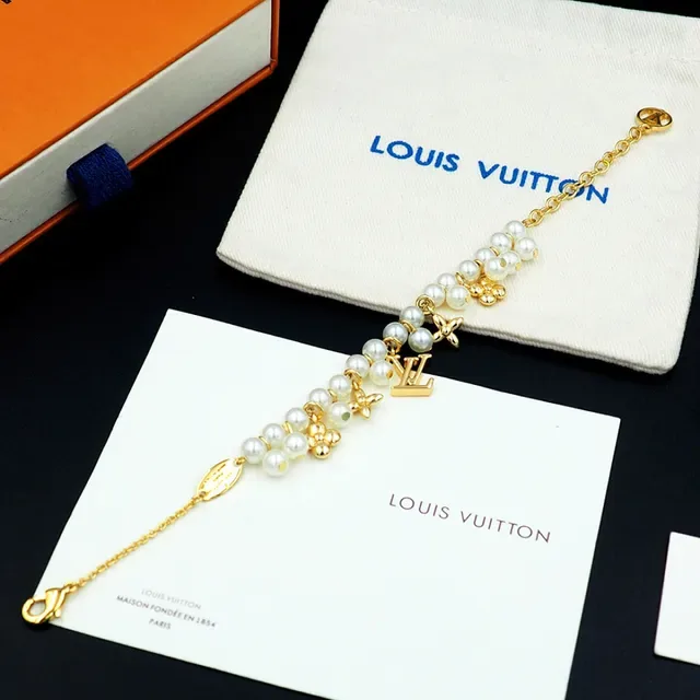 Louis Vuitton Pearl and LV Monogram Charm Bracelet 5