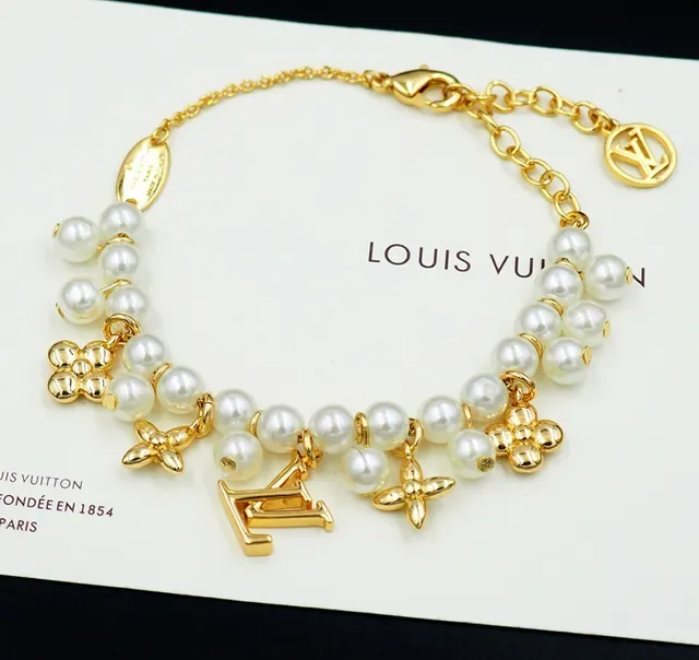Louis Vuitton Pearl and LV Monogram Charm Bracelet 6