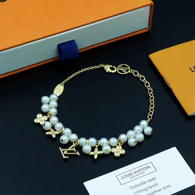 Louis Vuitton Pearl and LV Monogram Charm Bracelet 7