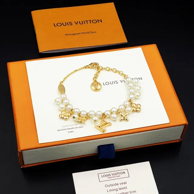 Louis Vuitton Pearl and LV Monogram Charm Bracelet 10