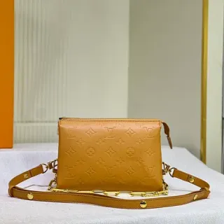 Louis Vuitton Pochette Metis Beige Gold Embossed Monogram Leather Strap Messenger Bag