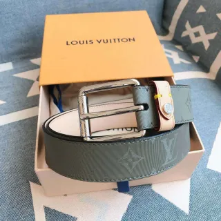 Louis Vuitton Reversible Monogram Jacquard Belt Green Beige Leather Belt