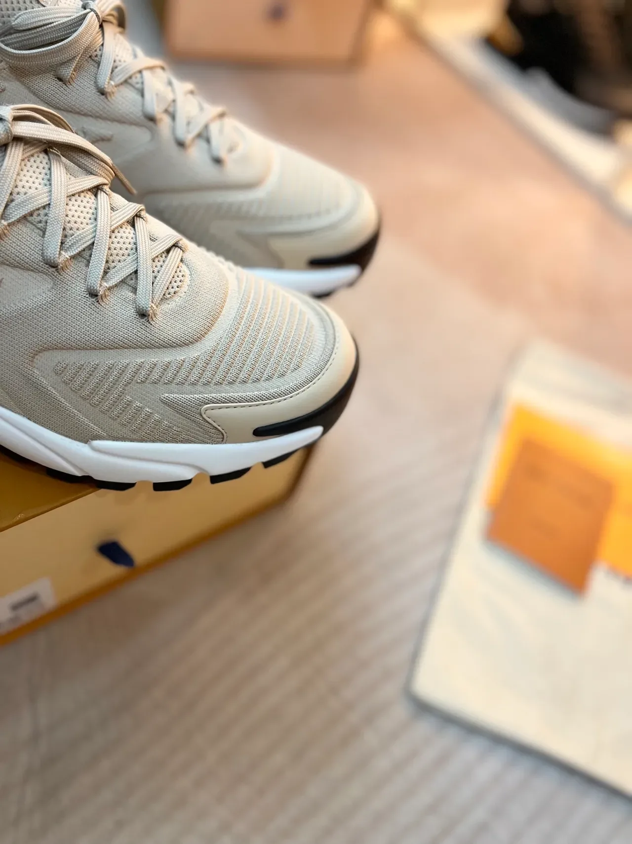 Louis Vuitton Run Away Beige Knit Lifestyle Sneakers 3