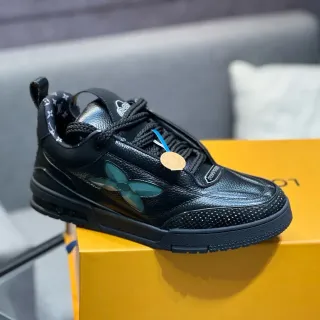 Louis Vuitton Run Away Negro Verde Cuero Pebbled Motivo Floral Translucente Sneakers Lifestyle