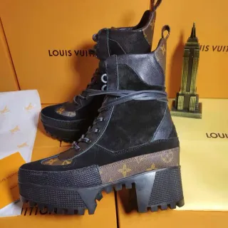 Louis Vuitton Run Away Black Monogram Platform Ankle Boots
