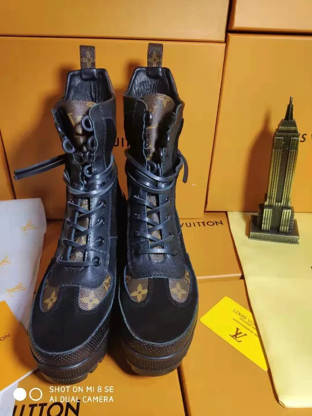 Louis Vuitton Run Away Black Monogram Platform Ankle Boots 5