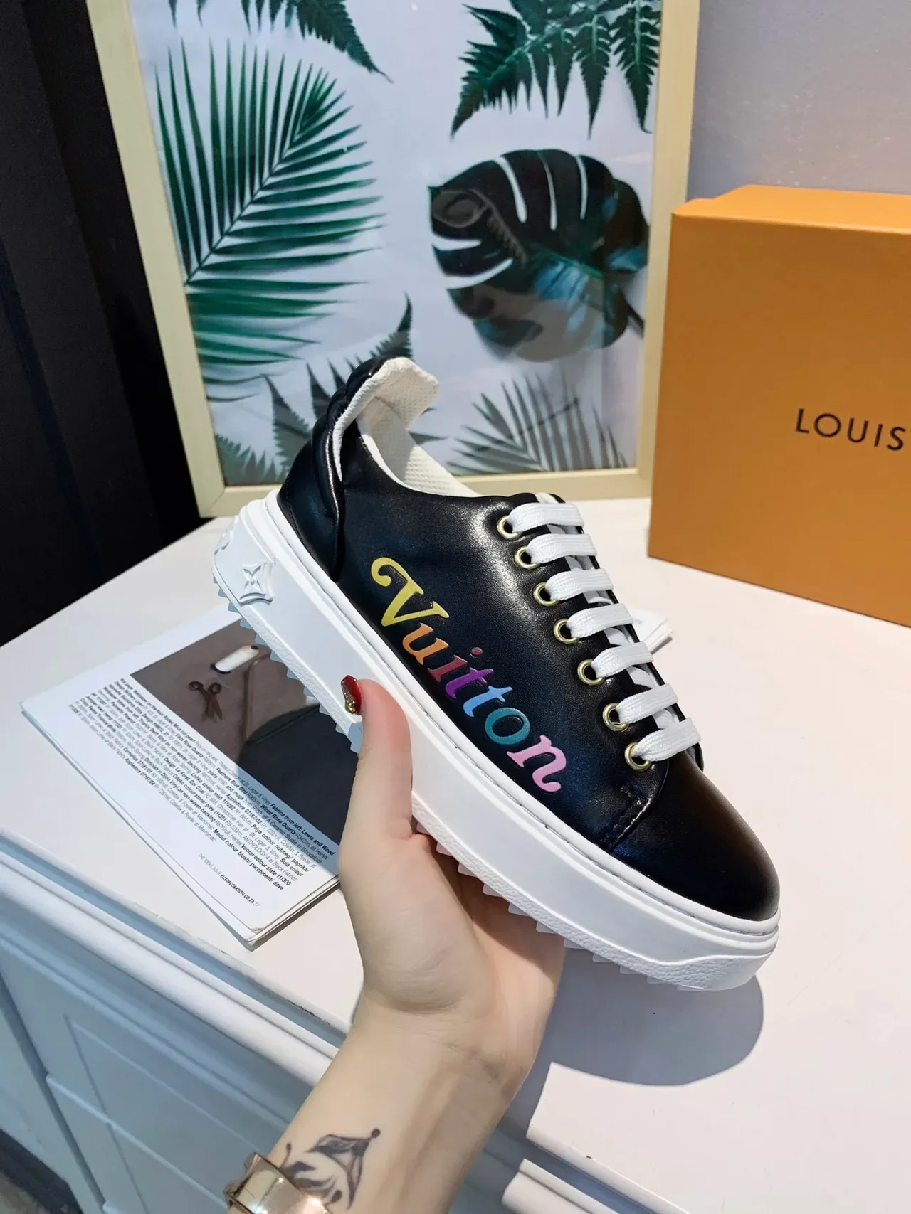Louis Vuitton Run Away Black Rainbow Script Lifestyle Sneakers 4