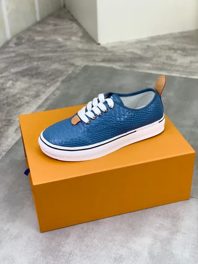 Louis Vuitton Run Away Blue Crocodile-Embossed Leather Lifestyle Sneakers 4