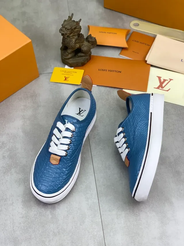 Louis Vuitton Run Away Blue Crocodile-Embossed Leather Lifestyle Sneakers 5