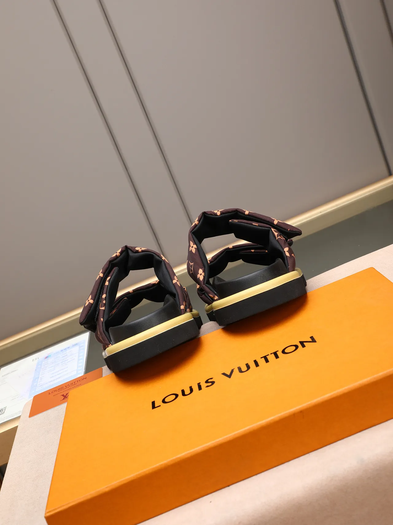 Louis Vuitton Run Away Brown Black Monogram Canvas Double-Strap Slide Slippers 3