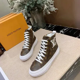 Louis Vuitton Run Away High-Top Monogram Canvas Zapatillas lifestyle marrón blanco