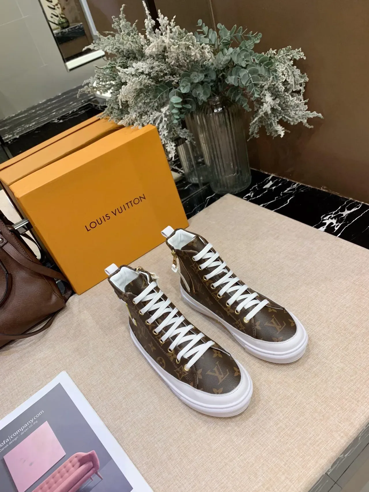 Louis Vuitton Run Away High-Top Monogram Canvas Brown White Lifestyle Sneakers 2