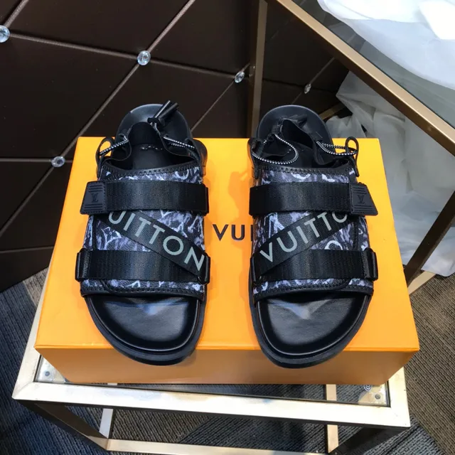 Louis Vuitton Run Away Monogram-Print Black Sandales casual 9