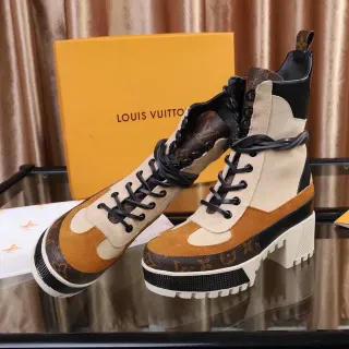 Louis Vuitton Run Away Monogram Suede Ankle Boots