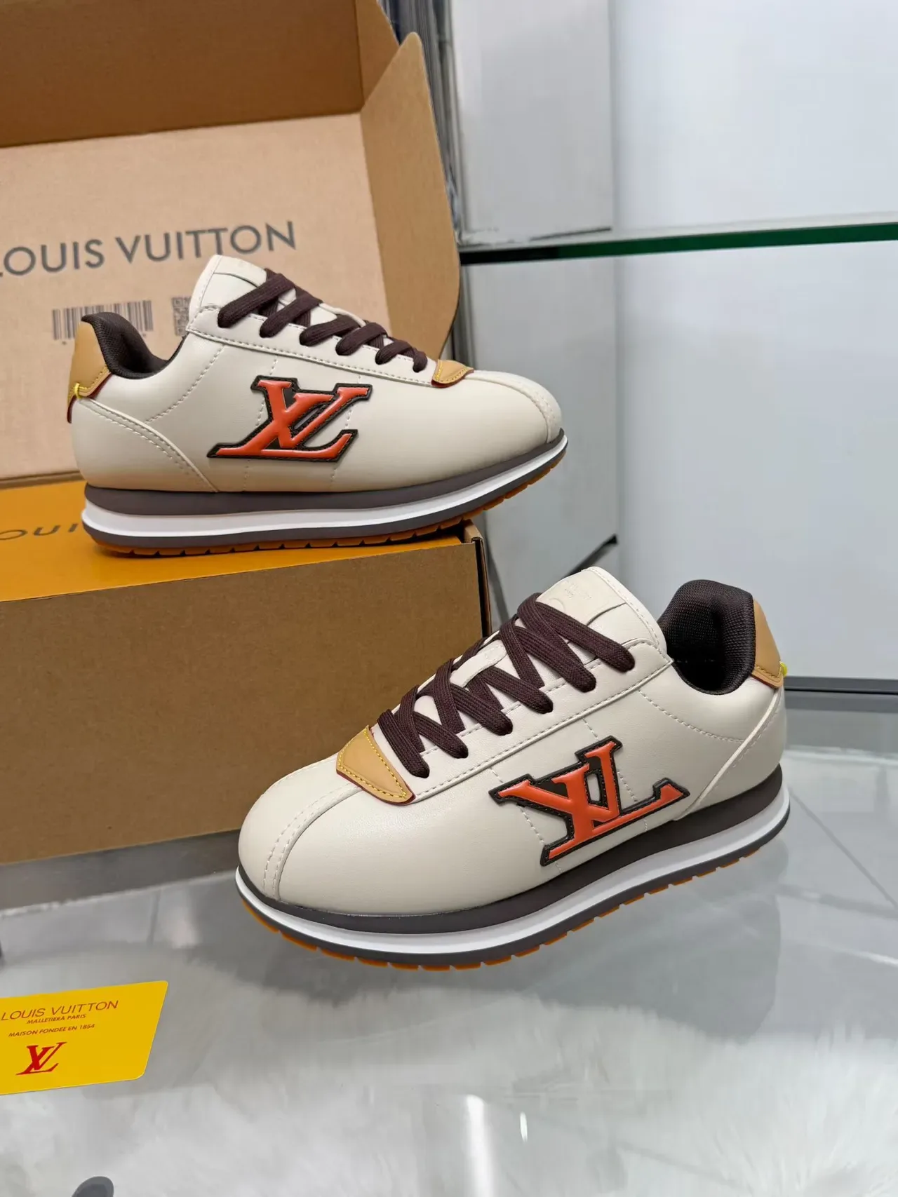 Louis Vuitton Run Away Off-White Brown Orange sneakers lifestyle 3