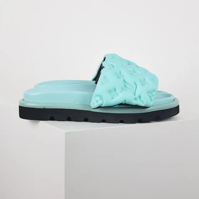 Louis Vuitton Run Away Slide Mint Aqua Black Slippers 3