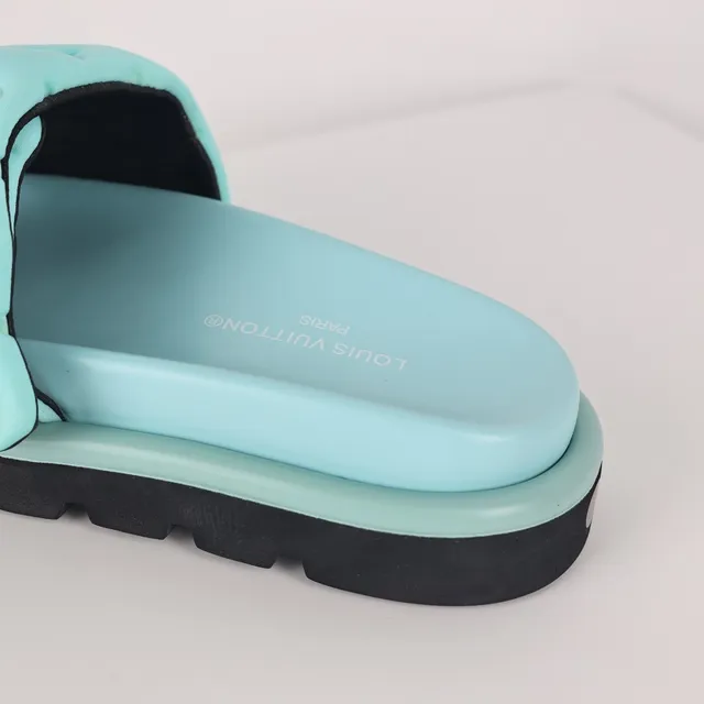 Louis Vuitton Run Away Slide Mint Aqua Black Slippers 4