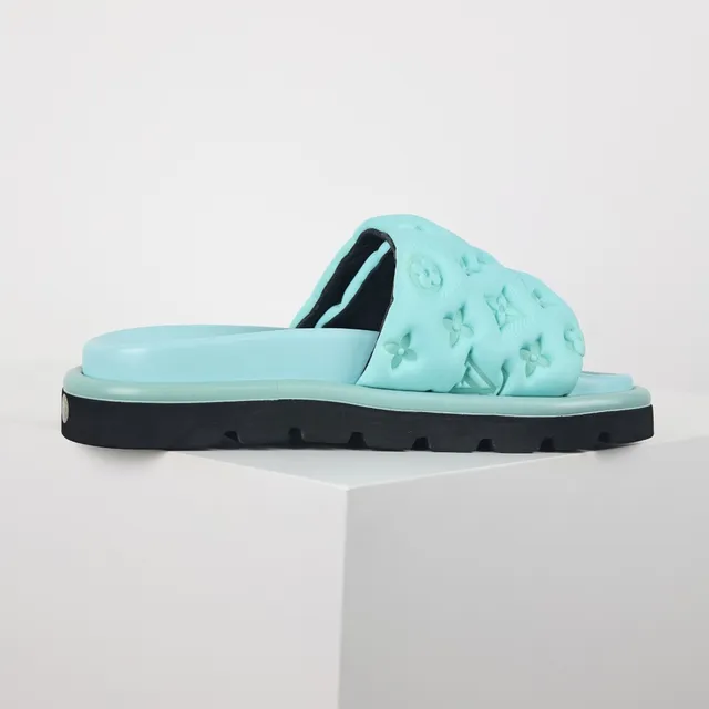 Louis Vuitton Run Away Slide Mint Aqua Black Slippers 7