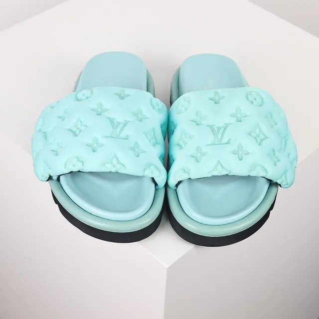 Louis Vuitton Run Away Slide Mint Aqua Black Slippers 8