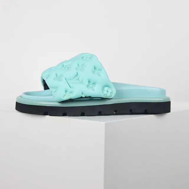 Louis Vuitton Run Away Slide Mint Aqua Black Slippers 9
