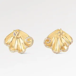 Louis Vuitton Shell-Shaped Monogram Pavé-Crystal Earrings