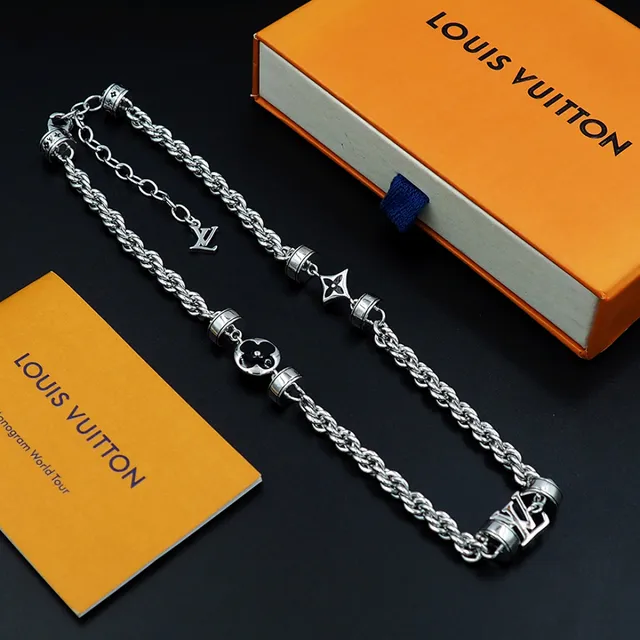 Louis Vuitton Silver Black Twisted Rope Chain Barrel Charms Bracelet 2