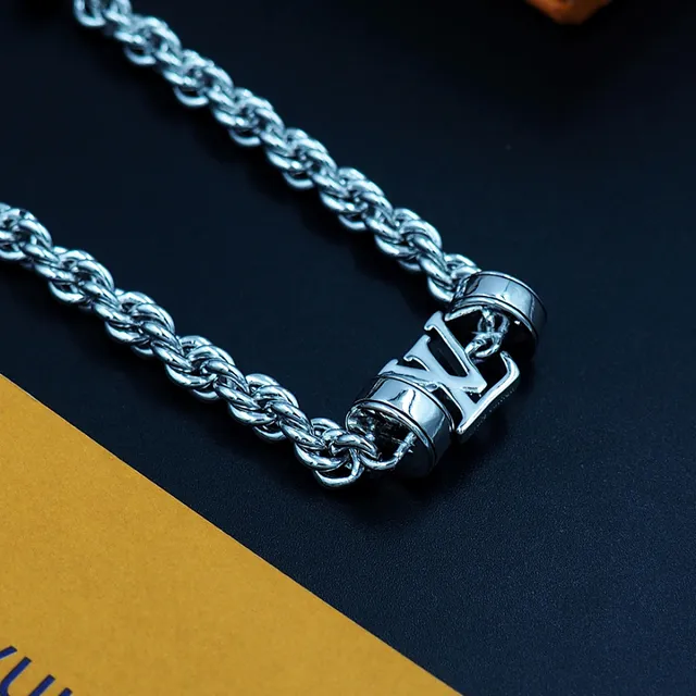 Louis Vuitton Silver Black Twisted Rope Chain Barrel Charms Bracelet 3