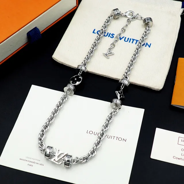 Louis Vuitton Silver Black Twisted Rope Chain Barrel Charms Bracelet 4