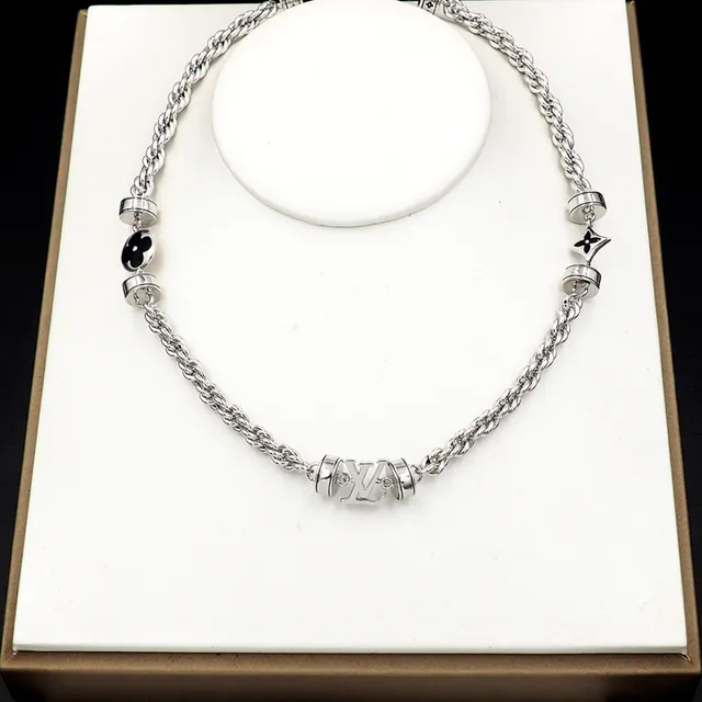 Louis Vuitton Silver Black Twisted Rope Chain Barrel Charms Bracelet 5