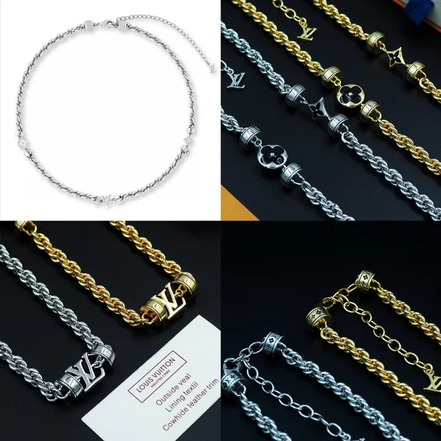 Louis Vuitton Silver Black Twisted Rope Chain Barrel Charms Bracelet 12