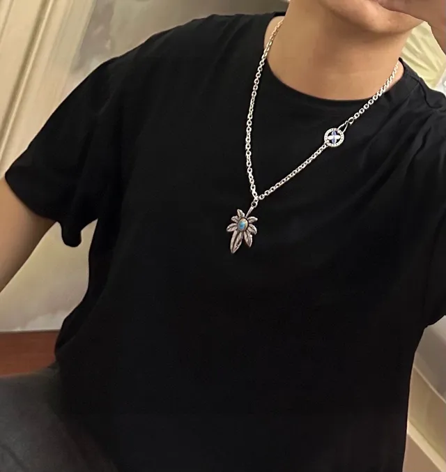 Louis Vuitton Silver Blue Chain Turquoise Cabochon Necklace 2