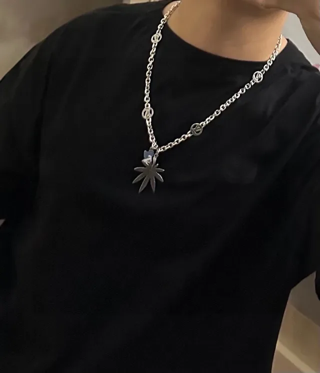 Louis Vuitton Silver Blue Curb Chain Monogram-Link Design Necklace 2