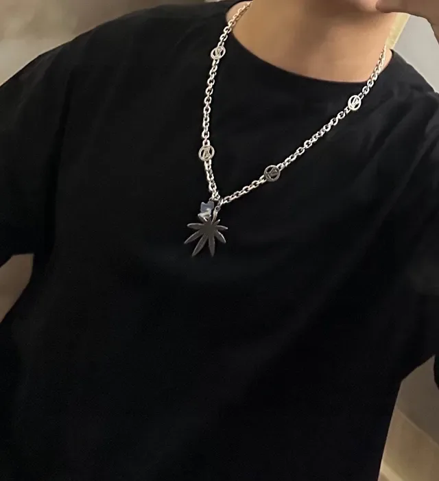 Louis Vuitton Silver Blue Curb Chain Monogram-Link Design Necklace 7
