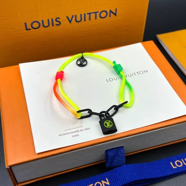 Louis Vuitton Silver Lockit x Virgil Abloh Yellow Braided Cord Bracelet 5