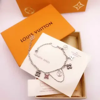 Louis Vuitton Silver Pink Multi-Charm Chain-Link Bracelet