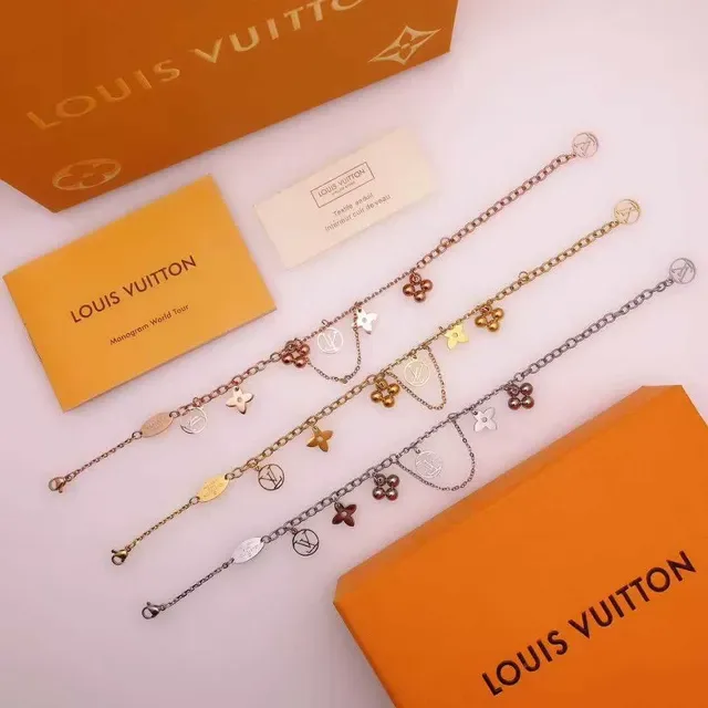 Louis Vuitton Silver Pink Multi-Charm Chain-Link Bracelet 4