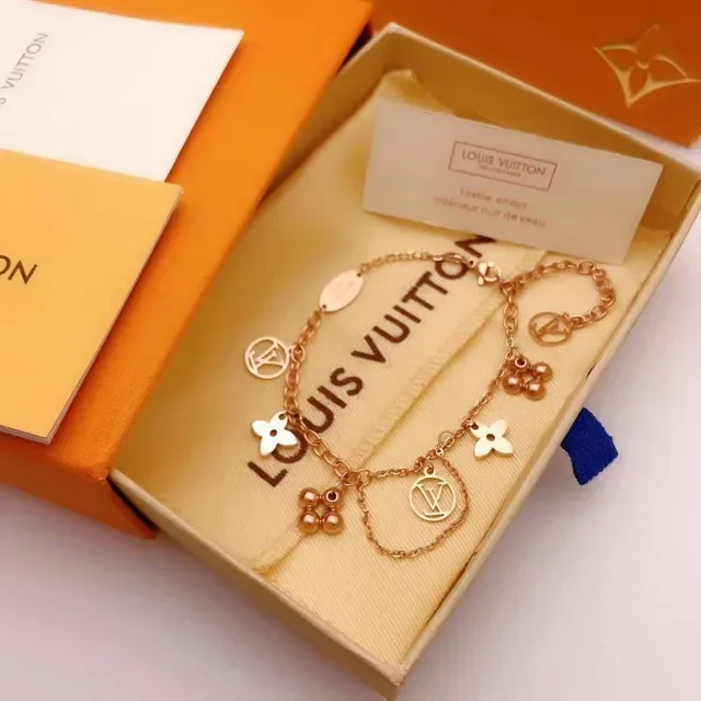 Louis Vuitton Silver Pink Multi-Charm Chain-Link Bracelet 5