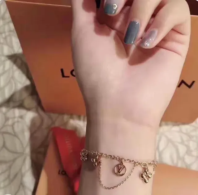 Louis Vuitton Silver Pink Multi-Charm Chain-Link Bracelet 8