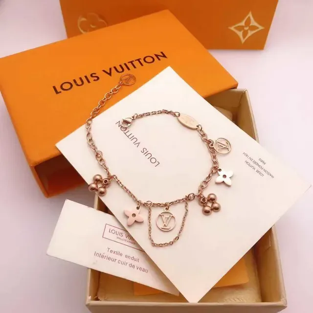 Louis Vuitton Silver Pink Multi-Charm Chain-Link Bracelet 9