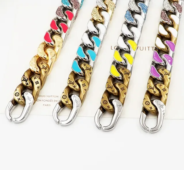 Collier Chaîne Curb-Link Épaisse Louis Vuitton Argent Violet Métal Mixte 2