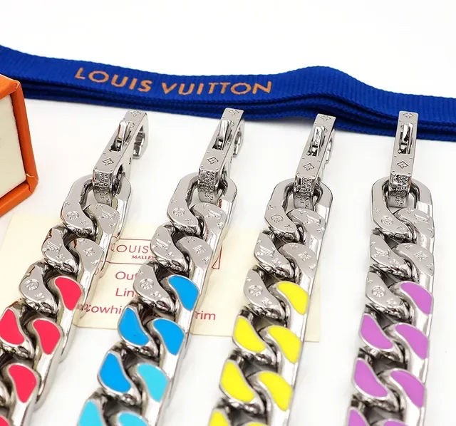 Collier Chaîne Curb-Link Épaisse Louis Vuitton Argent Violet Métal Mixte 4