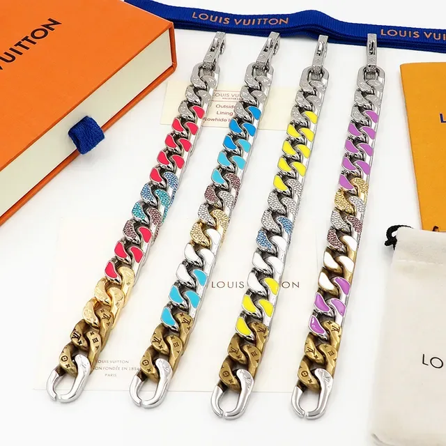Collier Chaîne Curb-Link Épaisse Louis Vuitton Argent Violet Métal Mixte 5