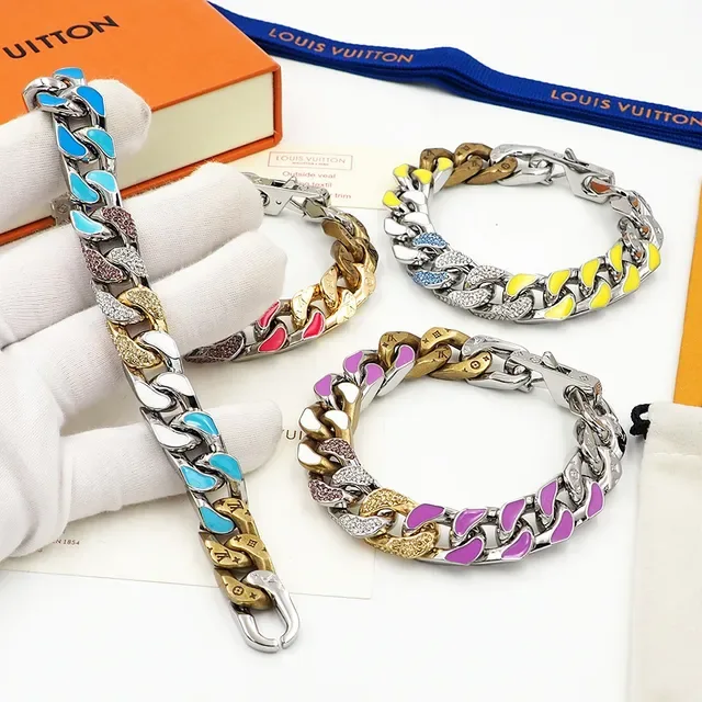 Collier Chaîne Curb-Link Épaisse Louis Vuitton Argent Violet Métal Mixte 6