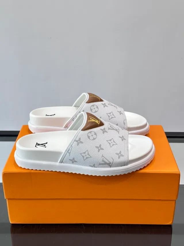Louis Vuitton Slide Brown Black Monogram Canvas Molded Rubber Sole Slippers 8